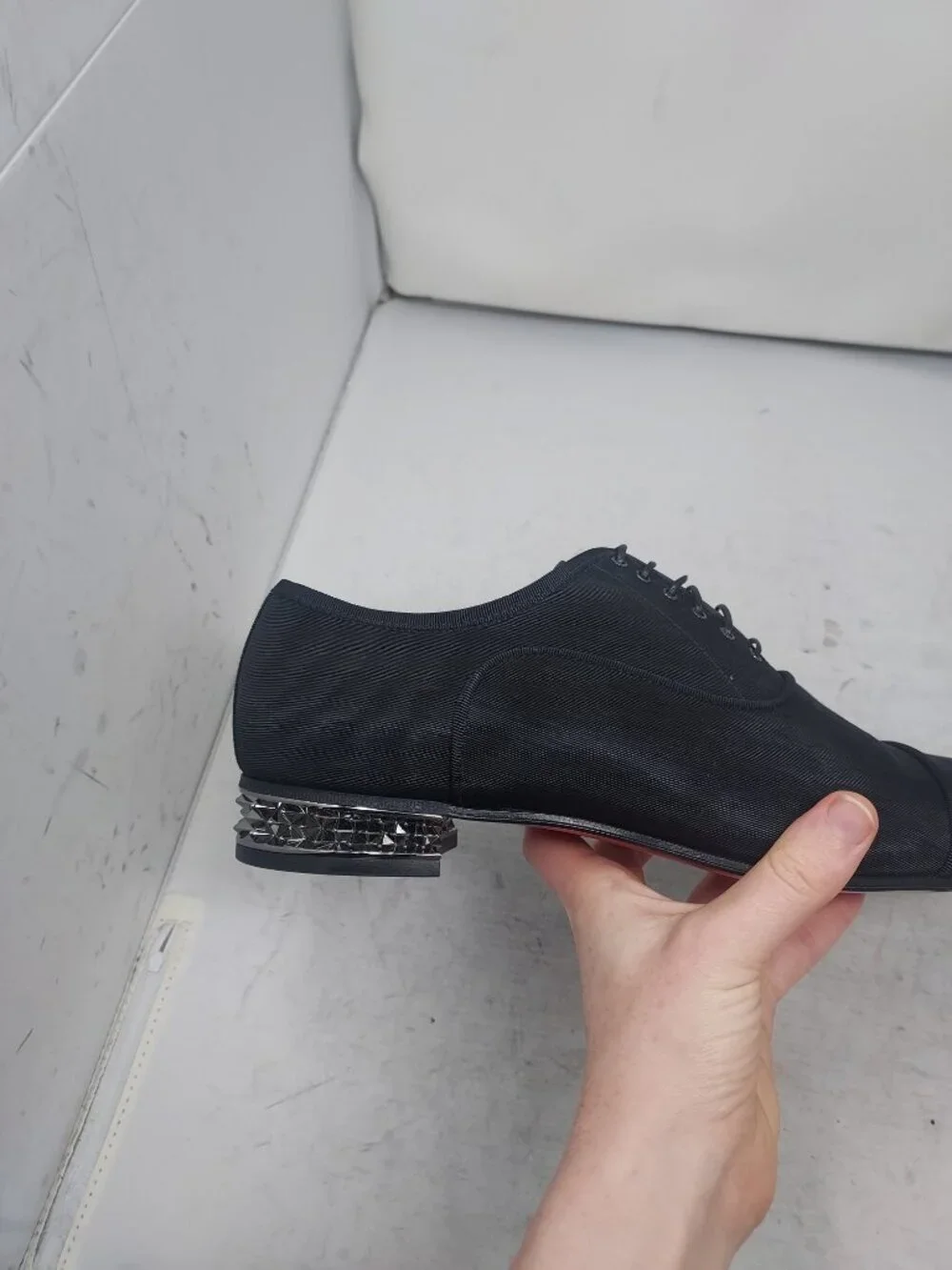 Christian Louboutin MENS Black Greggyrocks Spiked Heel Lace Up Oxford Shoe